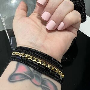 Chic Black and Gold Chain Bracelet